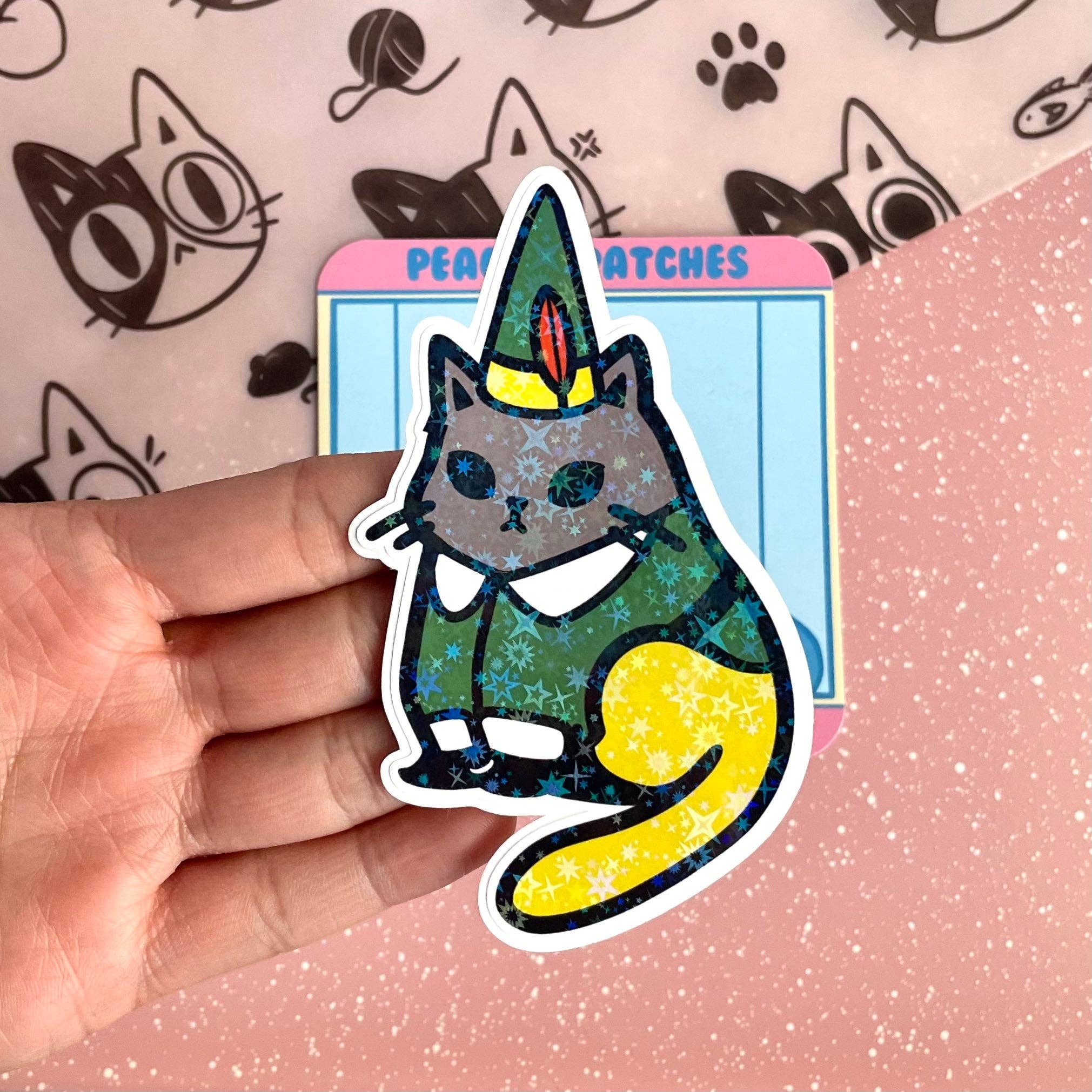 ELF CAT HOLOGRAPHIC STAR LAPTOP STICKER